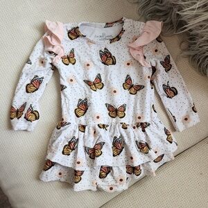 Caden Lane Ruffle Skirt Bodysuit Butterflies